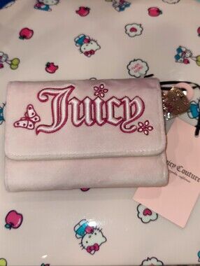 Juicy Couture Velour Pink Trifold Compact Wallet